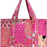 Small Blockprint Tote - Pink Patchwork