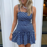 Maria Polka Dot Mini Dress - Navy/White