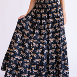 Britt Fall Smocked Maxi Skirt - Tigers Black