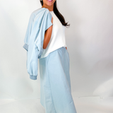 Whit Side Pocket Long Skirt - Light Blue