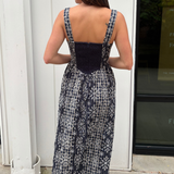 Kate Embroidered Midi Dress - Navy