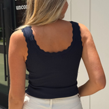 Lucie Scalloped Knit Tank - Navy