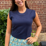 Sam Short Sleeve Sweater - Navy