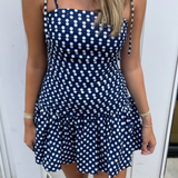 Maria Polka Dot Mini Dress - Navy/White