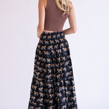 Britt Fall Smocked Maxi Skirt - Tigers Black