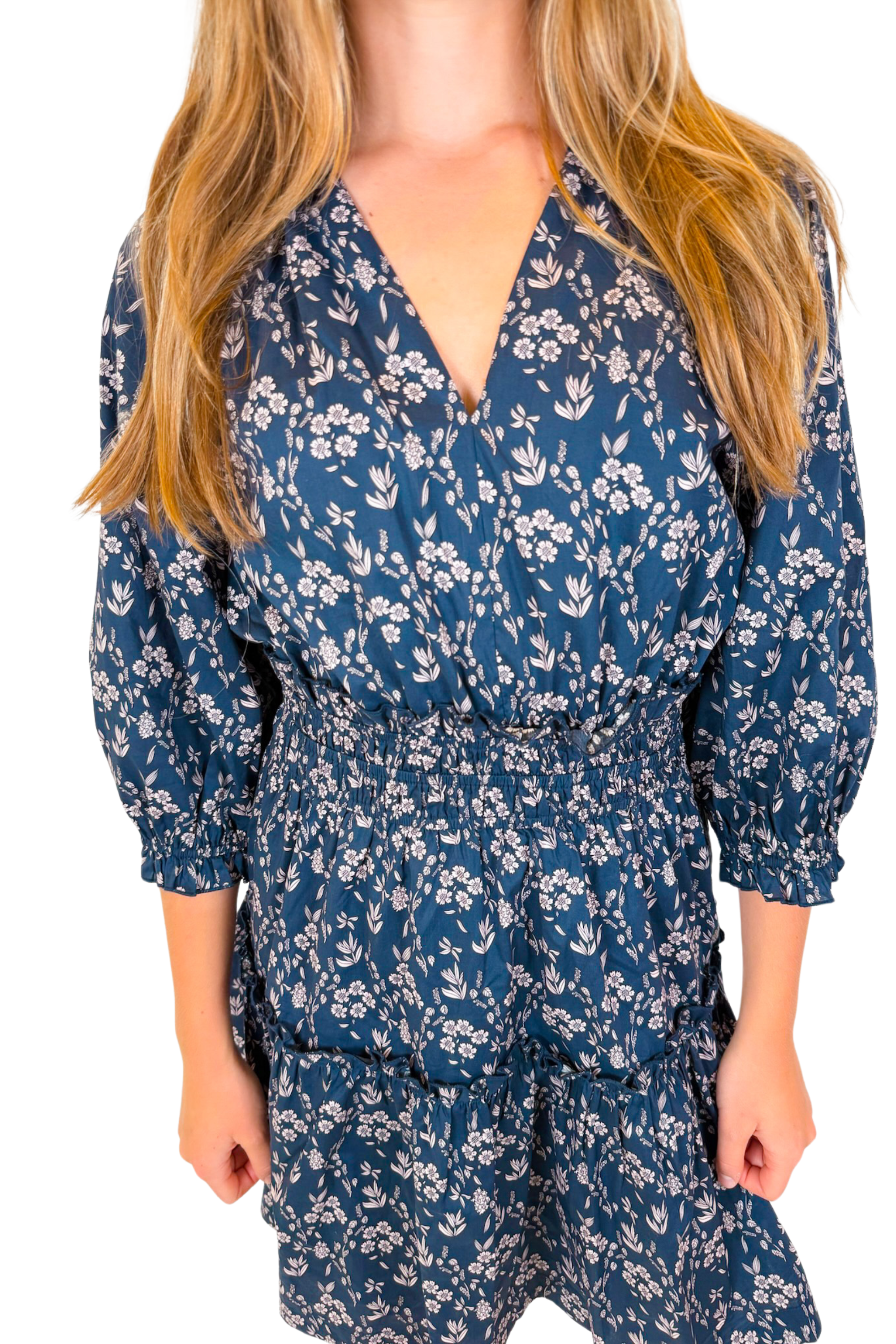Jay Floral Print Mini Dress - Navy