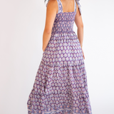 Joy Bow Blockprint Maxi Dress - Purple Mix