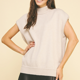 Mia Turtleneck Sleeveless Sweater - Taupe