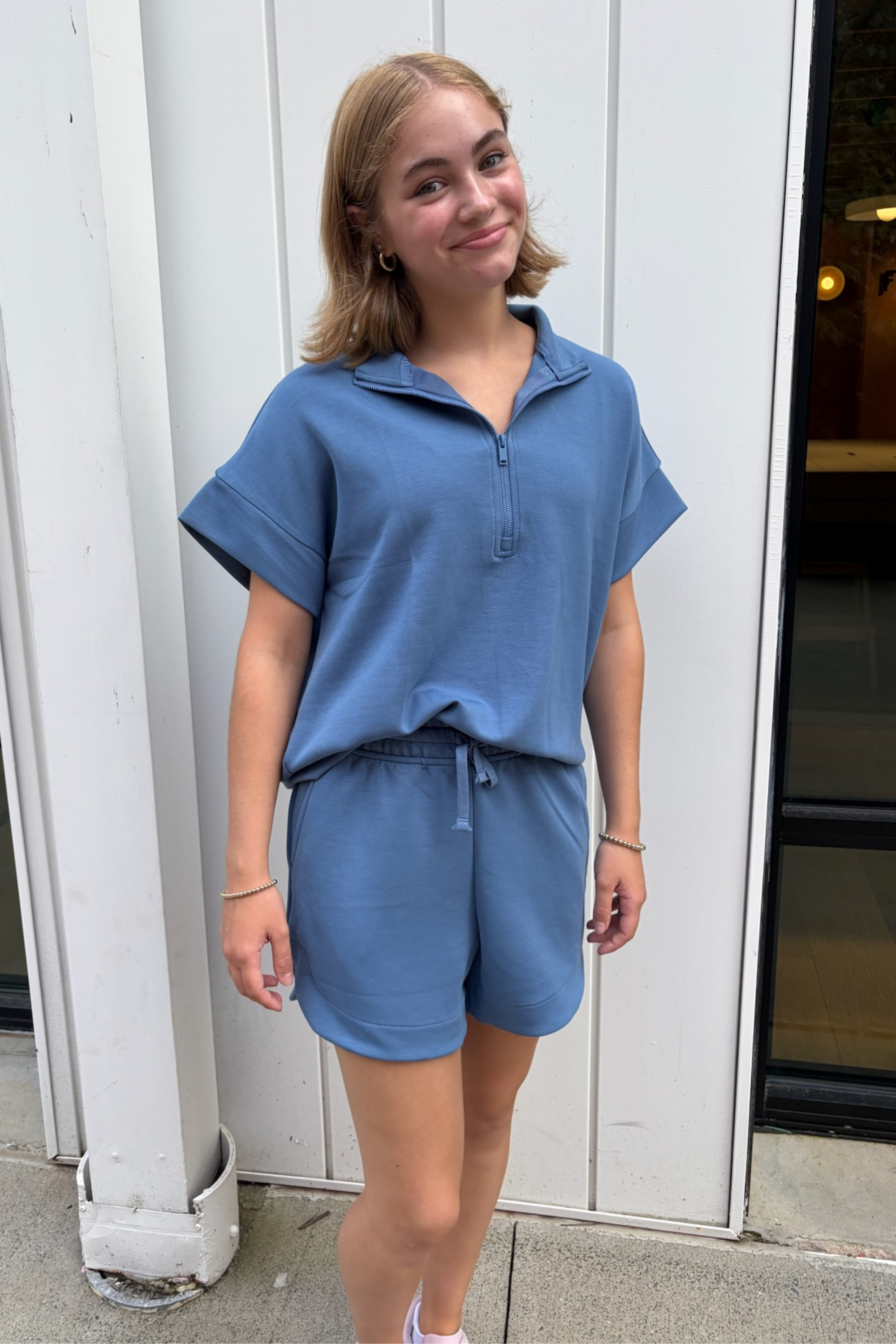 Relax Quarter Zip Top - Paradise Blue