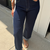 Boston Straight Leg Cuffed Jean - Blue
