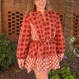 Angelica Printed Colorblock Mini Dress - Multi