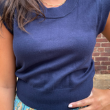 Sam Short Sleeve Sweater - Navy