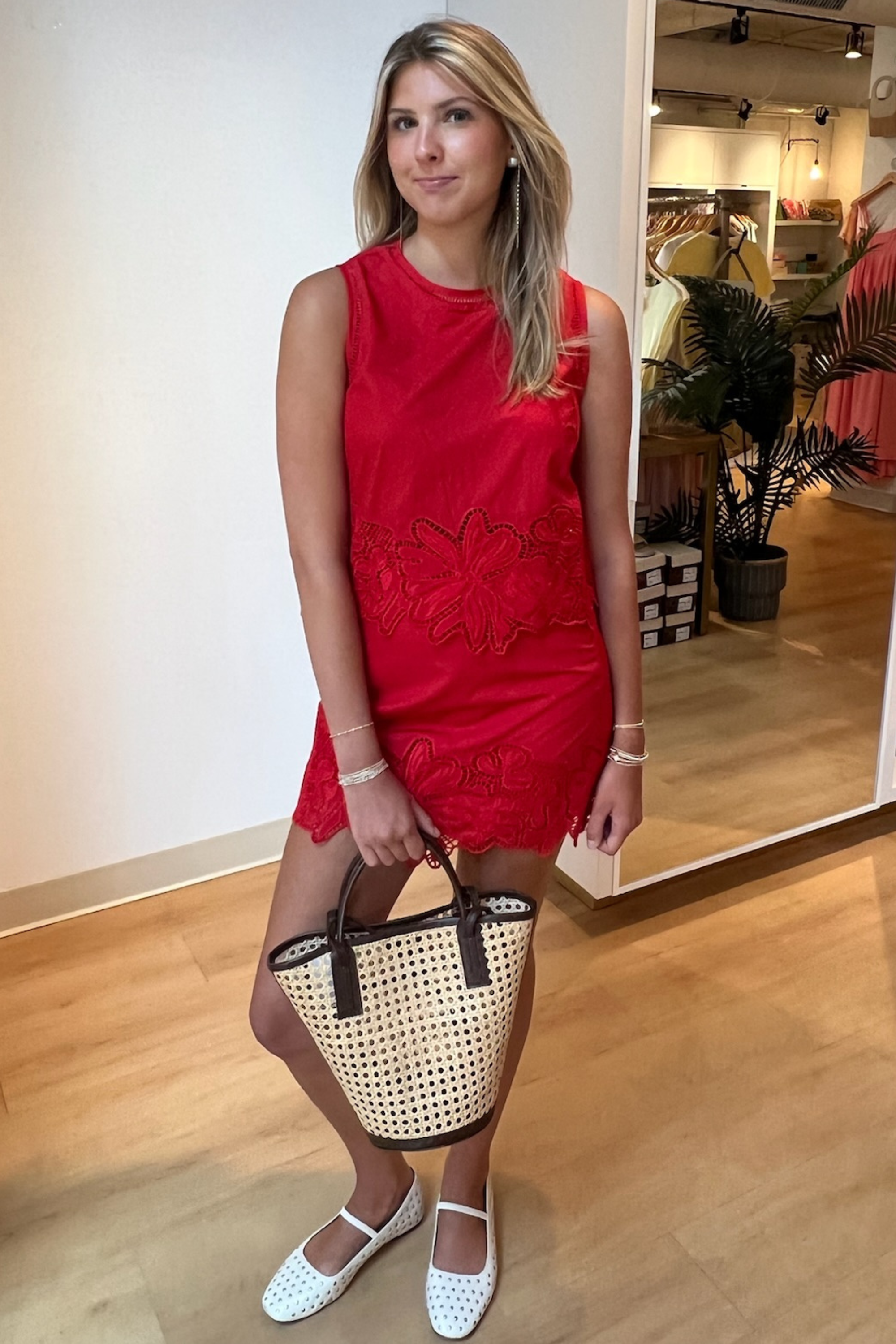 Kayla Eyelet Top - Red