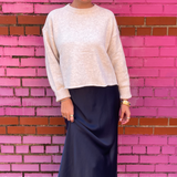 Nat Silky Slip Skirt - Navy Blue