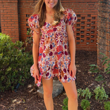 Anna Kate Mini Dress - Cream/Rust