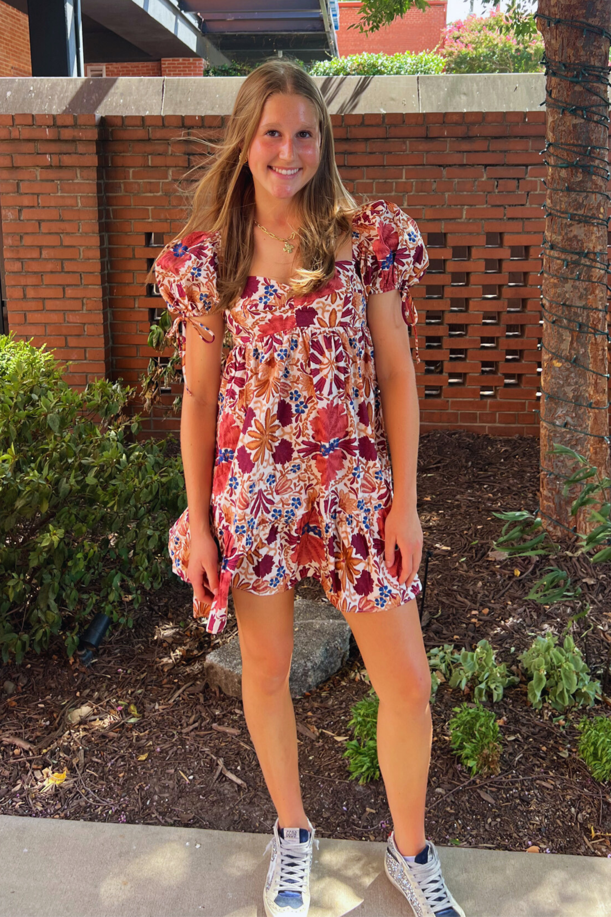 Anna Kate Mini Dress - Cream/Rust