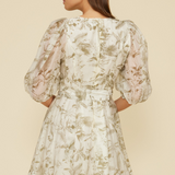 Alexis Belted Mini Dress - Ivory/Olive