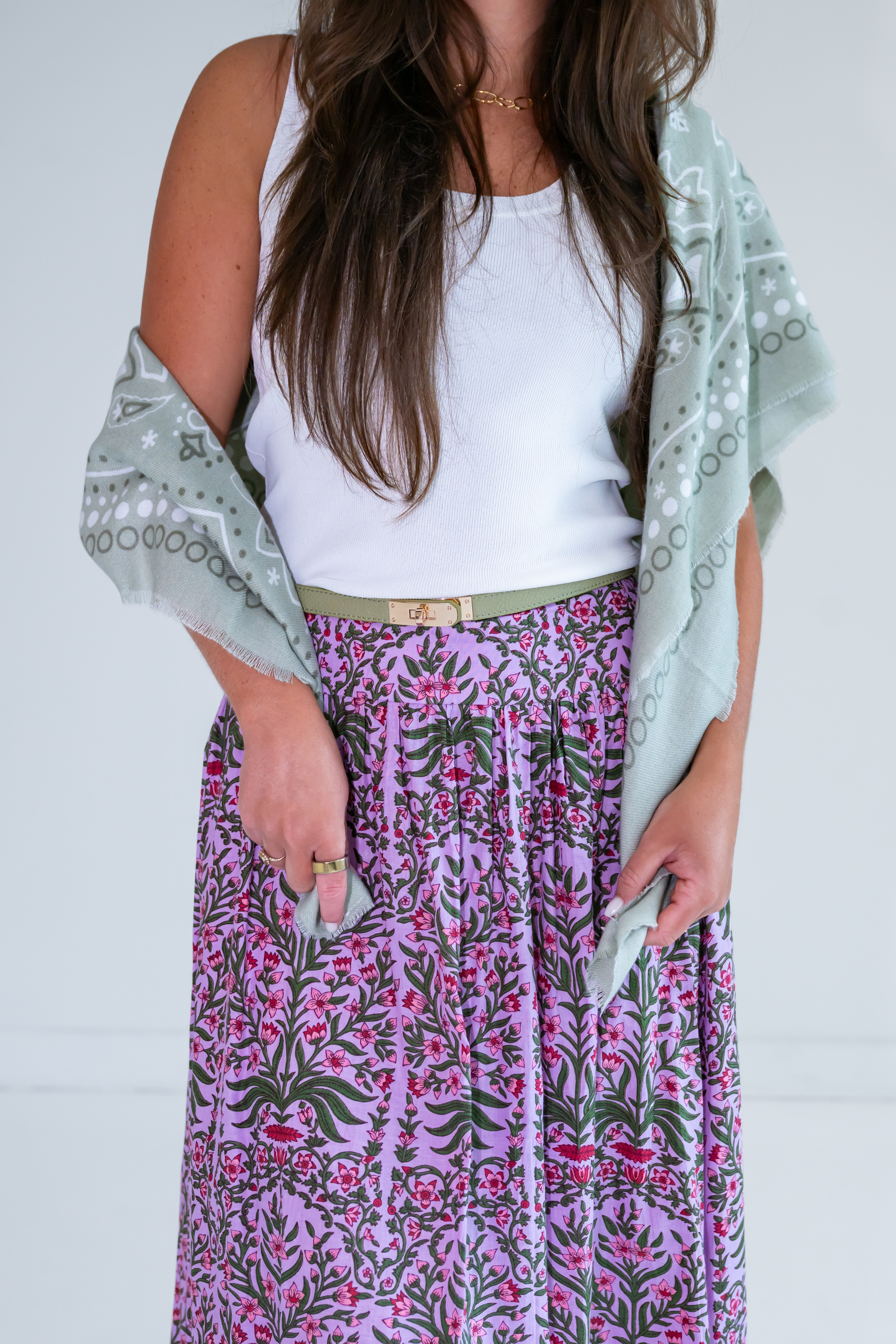 Emily Blockprint Midi Skirt - Blossom Lilac