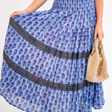 Britt Smocked Maxi Skirt - Peri Purple Rose