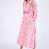 Sammy Long Sleeve Caftan Maxi - Fishnet Coral