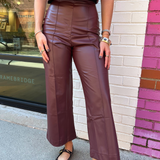 Victoria Vegan Leather Straight Leg Pant - Oxblood