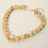 Metal Bean Marbled Ball Necklace - Neutral