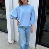 Mia Crewneck Batwing Sweater - Sky Blue