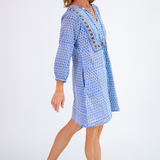 Sammy Caftan Mini Dress - Fishnet Cornflower