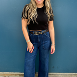Cargo Pocket Wide Leg Jean - Dark Denim
