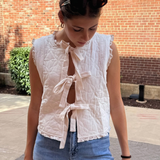 Lila Bow Vest - Ecru