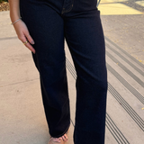 Genny Low Rise Loose Straight Jean - Dark Denim