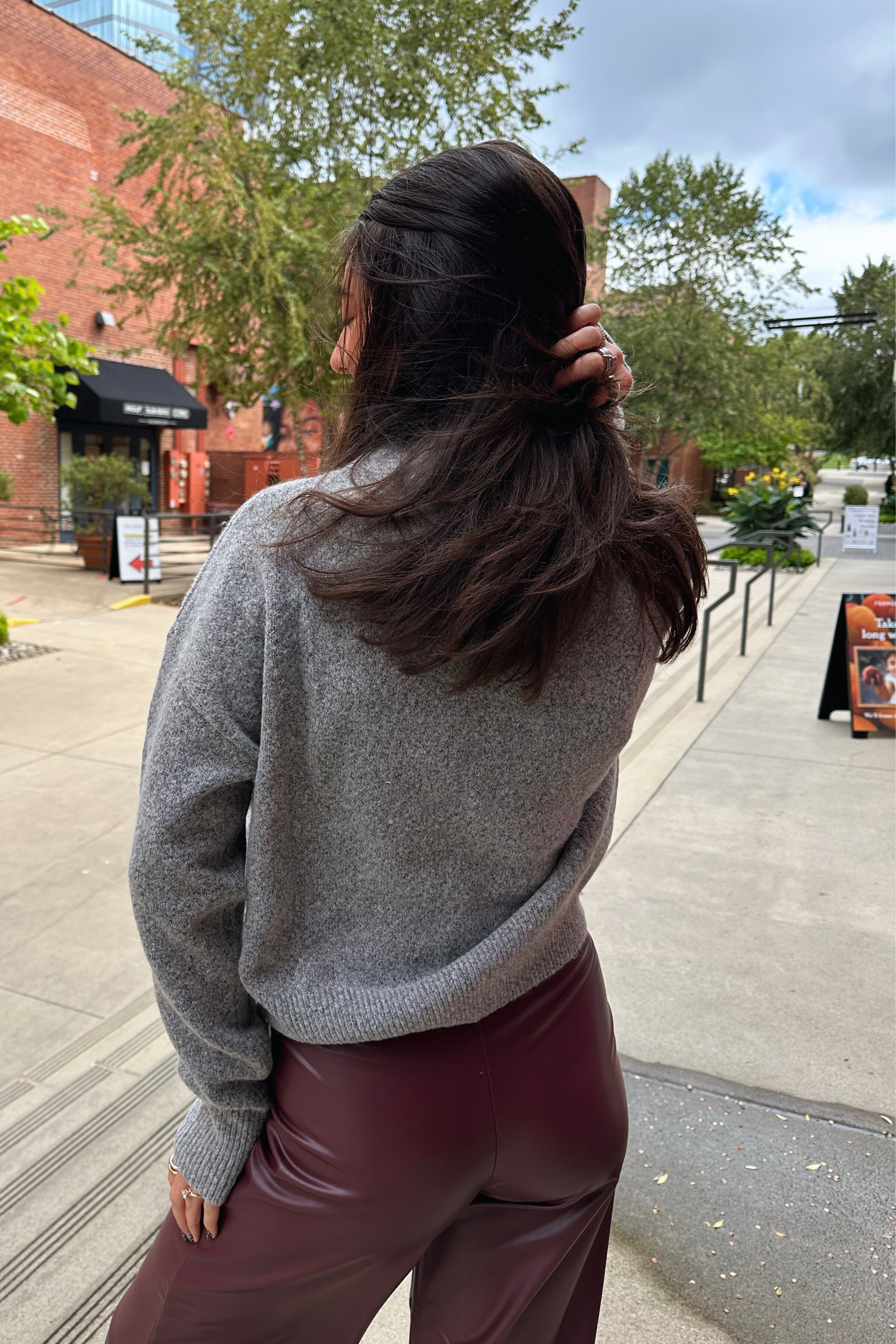 Hannah Mock Neck Sweater - Light Grey