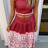 Tailgate Geometric Midi Set - Maroon Combo