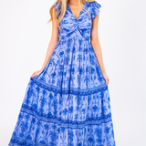 Lizzie Twist Maxi Dress - Periwinkle Palm