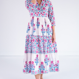 Esther 3/4 Sleeve Maxi Dress - Poppy Mix Hot Pink