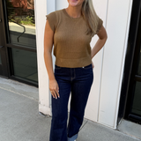 Carli Cap Sleeve Knit Top - Camel