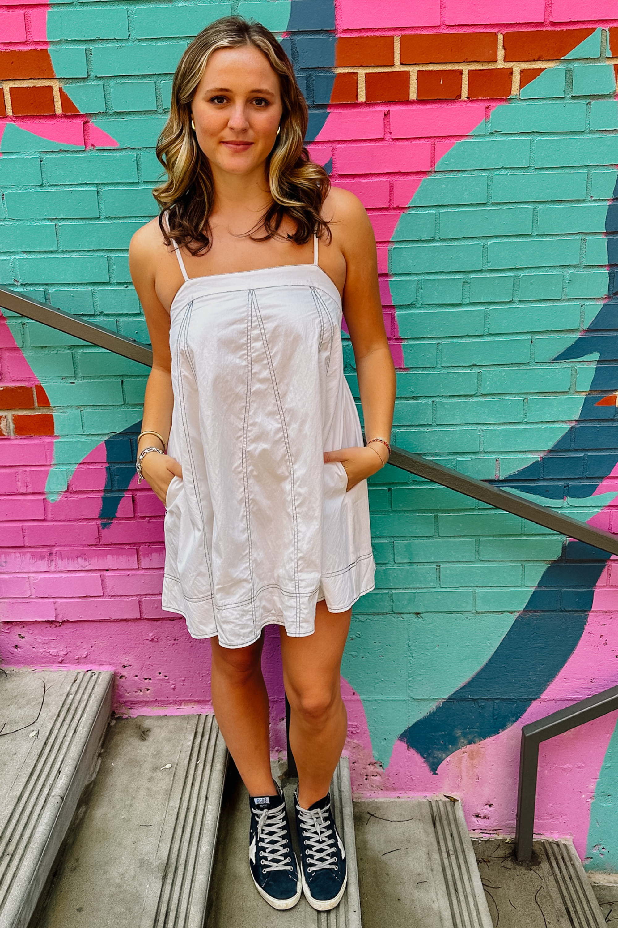 Lucky Flowy Mini Dress - White