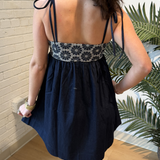Kels Babydoll Floral Mini Dress - Dark Denim