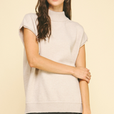 Mia Turtleneck Sleeveless Sweater - Taupe