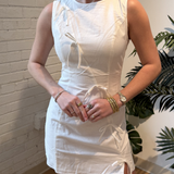 Kate Linen Bow Mini Dress - White