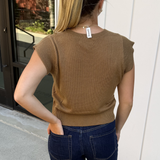 Carli Cap Sleeve Knit Top - Camel