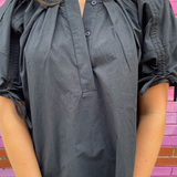 Everywhere Pleated Tie Top - Black