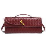 Winona Weave Leather Clutch - Burgundy