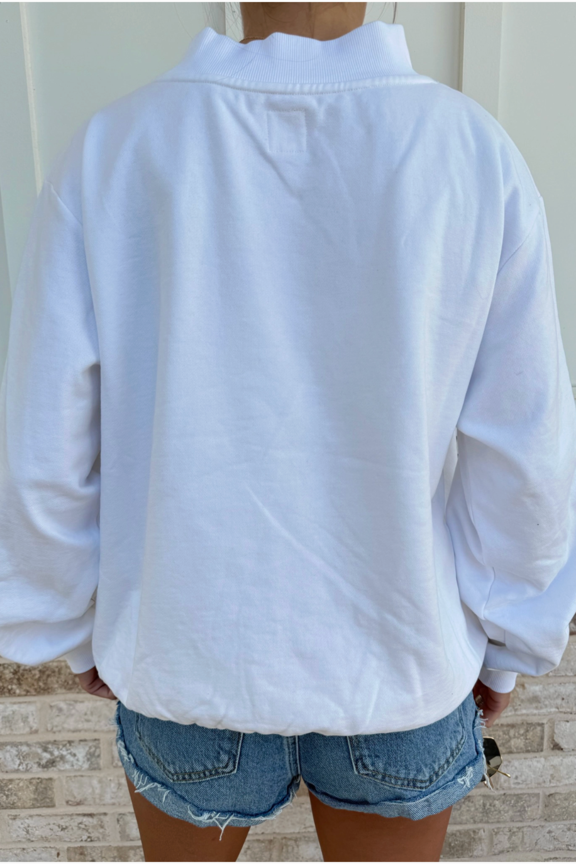 American Flag Dog Mockneck Sweatshirt - White