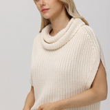 Cate Cowl Neck Short Sleeve Sweater - Cream