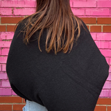 Shimmer Asymmetric Knit Poncho - Black