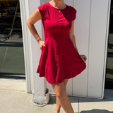 Tide Boatneck Mini Dress - Crimson
