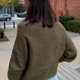 Bergamote Flower Cardigan - Khaki