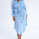 Sammy Caftan Midi - Shells Carolina Bright Blue