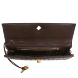 Winona Weave Leather Clutch - Coffee